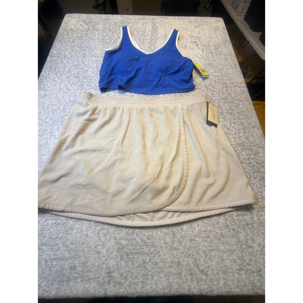 Universal Thread Women Tan Terry Skirt and Blue AIM tank top Size XXL NWT